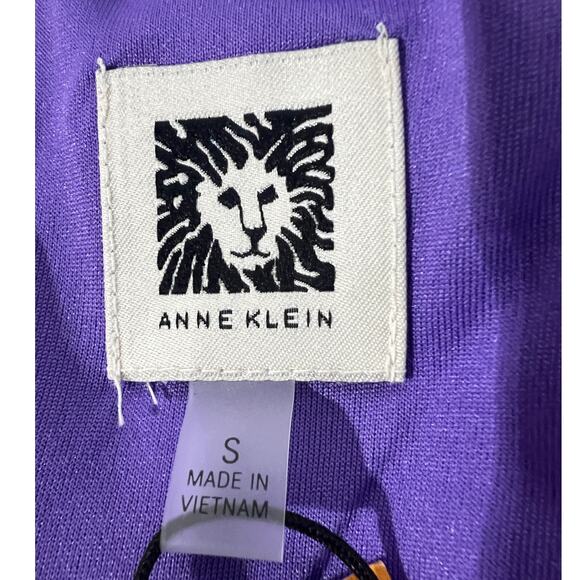 ANNE KLEIN WOMENS SMALL SQUARE NECK SHIRRED O-RING MIDI DRESS PASSION PURPLE NEW - Picture 5 of 14